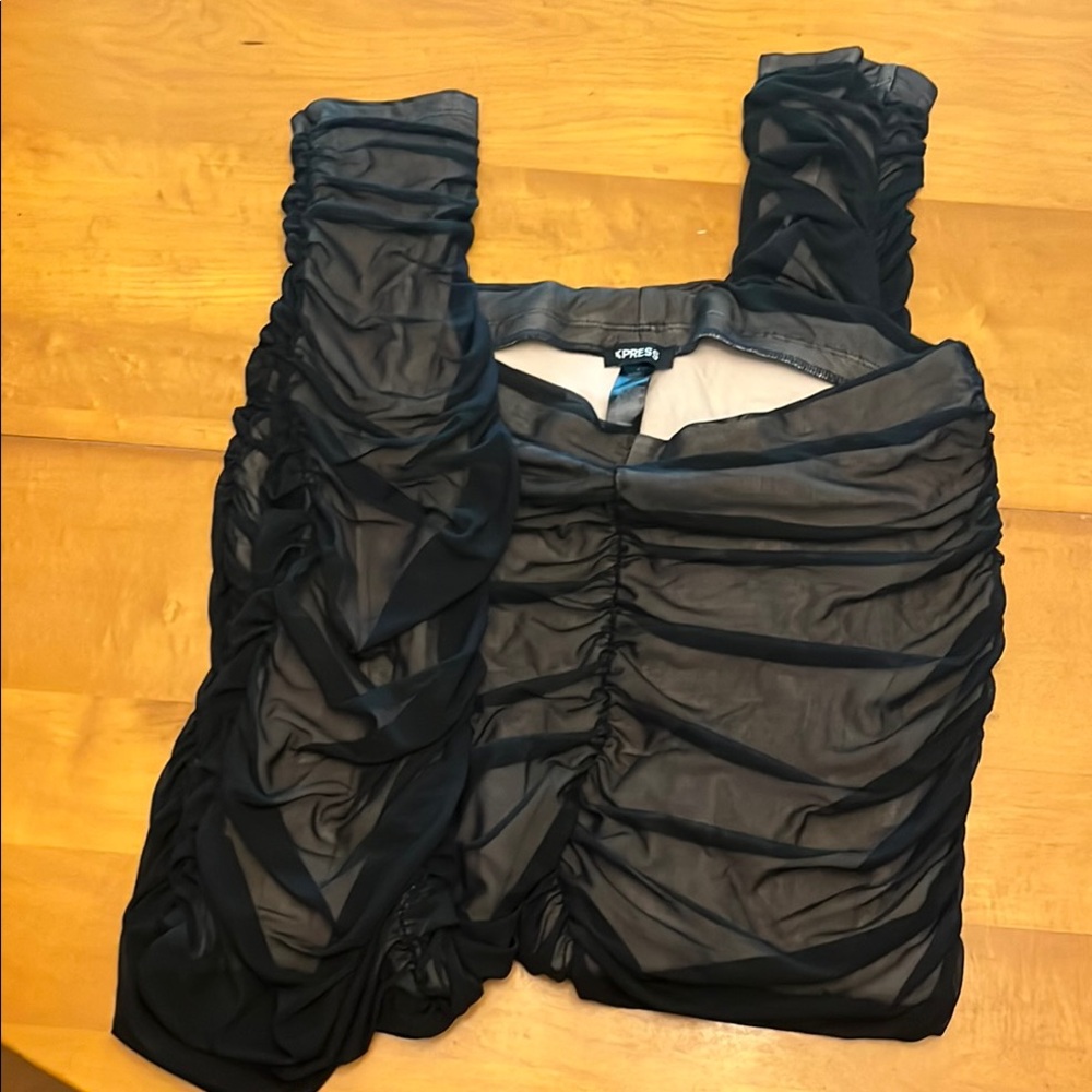 Express brand Black Sheer Ruched Leggings Sz L